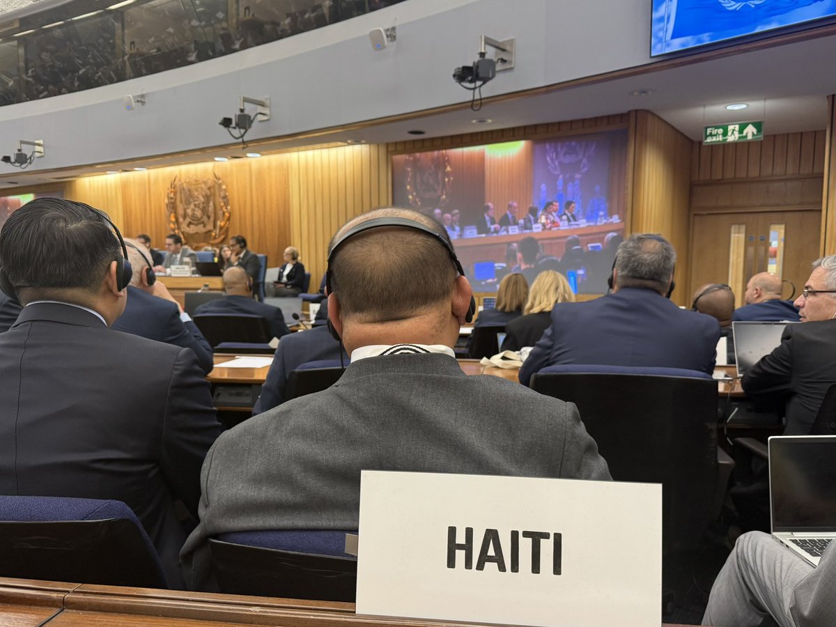 This week Haiti, represented by Ambassador <a href="/AnaiseManuel/">Anaïse Manuel</a> and SEMANAH’s Eric Prévost and Carlo Cérôme, voted at the 34th <a href="/IMOHQ/">International Maritime Organization</a> Assembly and formalized its accession to the IMSO Convention. Congratulations to all newly elected Council members.