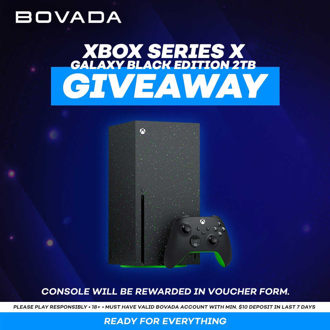 🎮 Month Of Exclusives Giveaway 🎮 

Who wants a Xbox Series X Galaxy Black Edition 2TB?

To enter
- 🔁 + Follow <a href="/Bovada_Casino/">Bovada Casino</a> 
- Comment your all time 🐐 Xbox game

One winner will be chosen and DM’d at random between our X &amp; IG on December 6th!

Terms: bit.ly/3YpL9SK