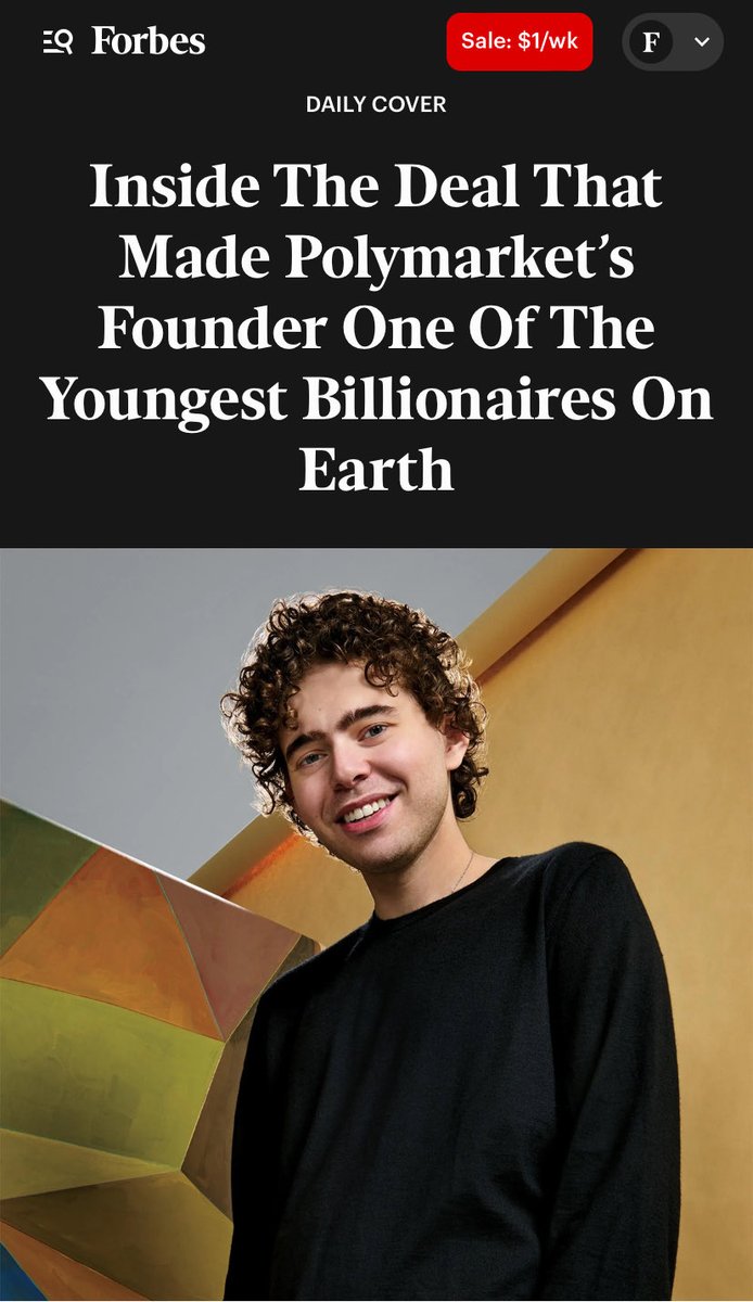 DAOcryptoPolya's tweet image. Forbes isn&apos;t just a magazine about money, it&apos;s a journal about the power of capital that changes the world.

And today, we present to you a living legend - Shayne Coplan @shayne_coplan ! 

The young creator of capital, a pioneer of prediction markets, who overcame regulatory…