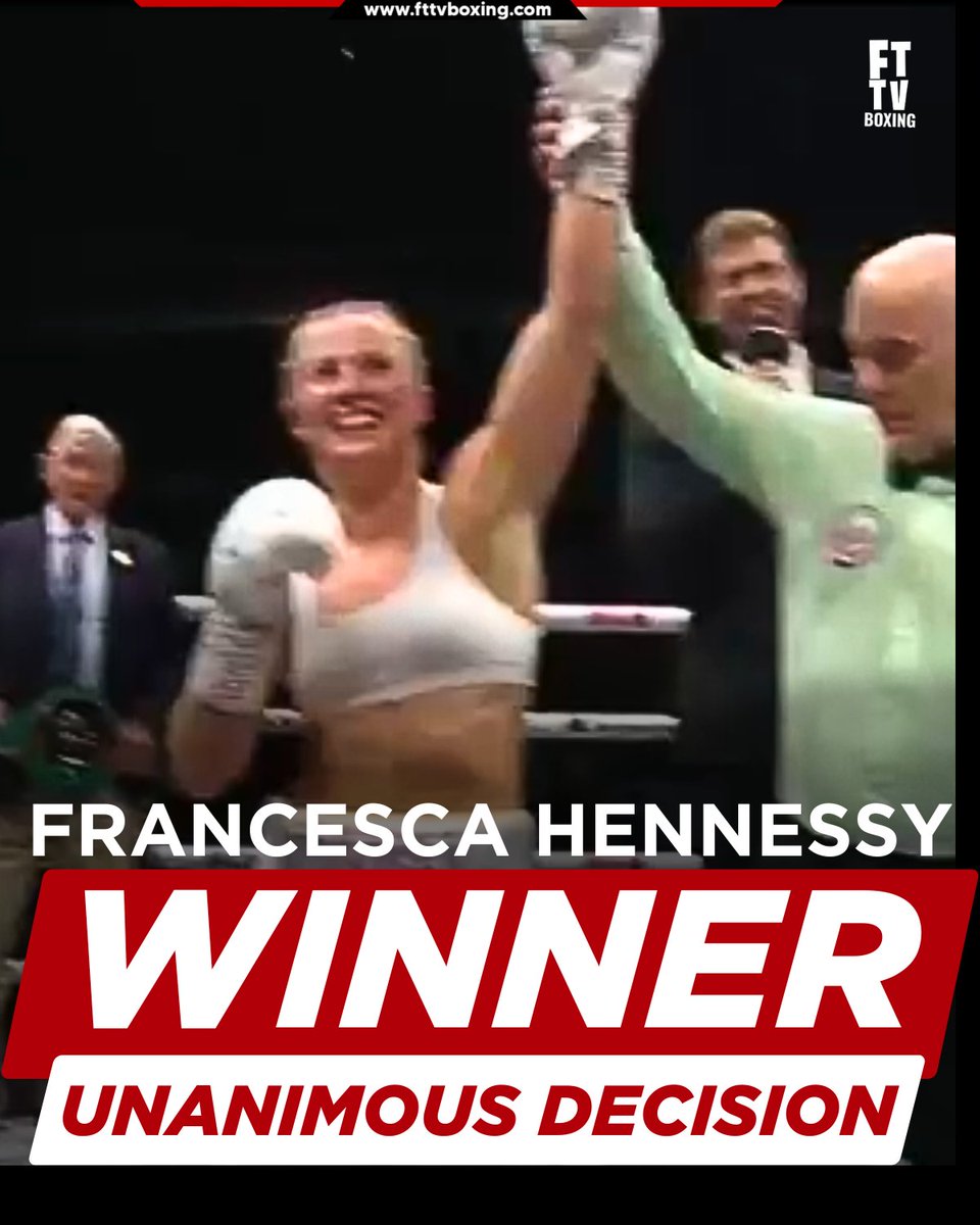 FTTVBoxing's tweet photo. Francesca Hennessy defeats Fabiana Bytyqi by unanimous decision 🥊
#ClarkeVsTKV #FrazerClarke #TKV #Boxxer #BritishHeavyweightTitle #BoxingUK https://t.co/Fto3zucTxO