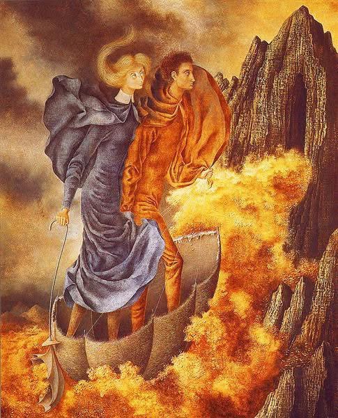 Arteymas_'s tweet photo. Remedios Varo (1908 - 1963) fue una artista de origen español que desarrolló su obra en México. Si bien tiene influencias surrealistas, su estilo se caracterizó por la creación de mundos fantásticos, místicos y simbólicos.

Sus cuadros parecen sacados de cuentos medievales en los que presenta personajes misteriosos y existe una narrativa mágica. En el siguiente recorrido, se pueden apreciar algunas de sus pinturas más importantes y algunas claves para comprenderlas.

Estilo
Si bien mantuvo siempre sus raíces surrealistas, su estilo se caracterizó por lo narrativo. Fue una creadora de universos fantásticos, en los que habitaban sus gustos y obsesiones: la cultura medieval, la alquimia, los fenómenos paranormales, la ciencia y la magia. Sus cuadros se pueden entender como historias en las que habitan seres mágicos y están sucediendo cosas. Hay un contenido argumental de carácter maravilloso.

Asimismo, existe una gran influencia de sus artistas preferidos, como Goya, El Bosco y El Greco, que puede notarse en sus figuras alargadas, en las tonalidades y en el uso de criaturas extrañas.

La experiencia que tenía con el dibujo técnico logró un proceso creativo muy minucioso, pues seguía un método parecido al que se utilizaba en el Renacimiento. Antes de realizar una obra, hacía un dibujo del mismo tamaño que luego calcaba y pintaba. Esto logró composiciones muy perfectas y matemáticas, en las que abundan los detalles.

Además, hay un elemento autobiográfico muy presente en sus creaciones. De alguna u otra manera, siempre se representa a sí misma. A través de sus cuadros-historias, analizaba las circunstancias o emociones que atravesó en diversos momentos, así como sus inquietudes místicas. En casi todas sus obras se la puede ver de forma indirecta, ya que solía hacer las caras con rasgos muy parecidos a los suyos, con personajes de ojos grandes y narices alargadas.