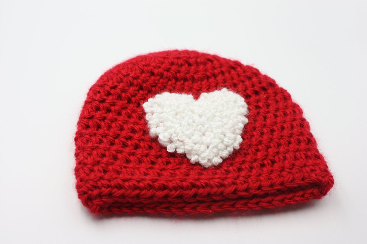 White Heart Red Baby Hat for Newborn 
#HeartHat #BabyHat #crochet #RedBabyHat 
etsy.com/listing/115976…