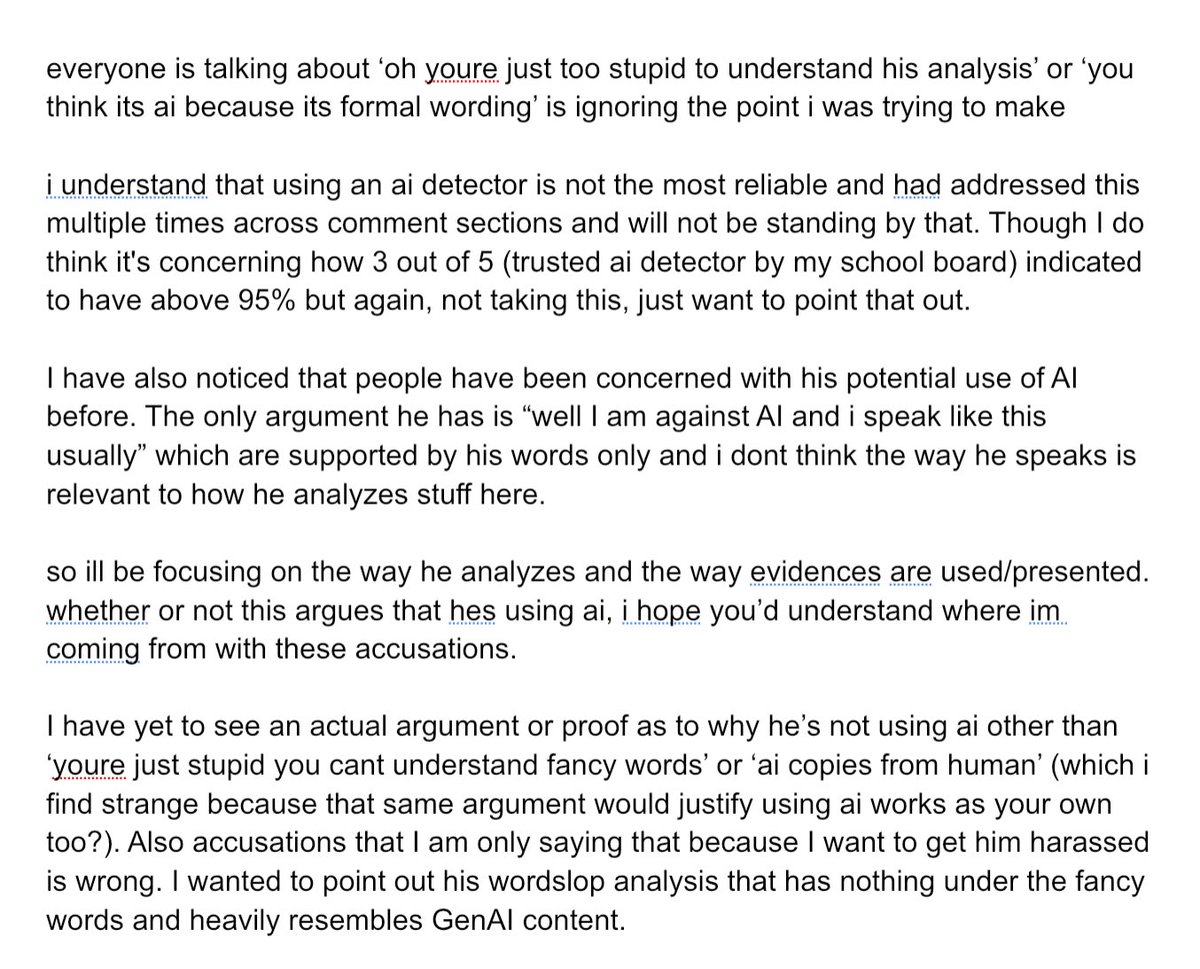 taliahsrlover's tweet image. none of you are getting my point #ohmygodbru 

formal wording is okay. but in this case formal wording is used to puff up subjects in a very similar manner to ai and doesnt add any substances to the analysis n heres my full thoughts but its made in a whim so if anything lmk