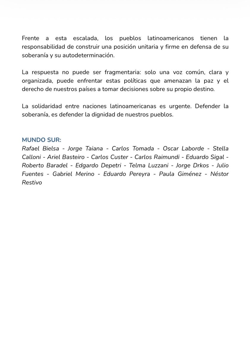 Mundo Sur rechaza la intromisión de Trump en la soberanía hondureña y la mímica de Milei

#MundoSur #Honduras #Soberanía #InjerenciaExterna #Trump #Milei #AméricaLatina #IntegraciónRegional #NoALaIntromisión #soberania