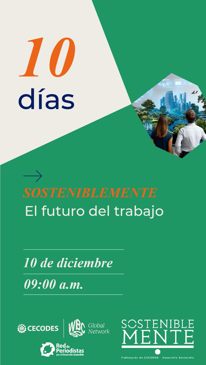 Faltan solo 10 días para el lanzamiento de SOSTENIBLEMENTE, la revista digital de <a href="/CECODES/">CECODES</a> que cuenta con el trabajo de miembros de la Red de Periodistas. Pueden inscribirse por medio del siguiente enlace: docs.google.com/forms/d/1BPzYs…