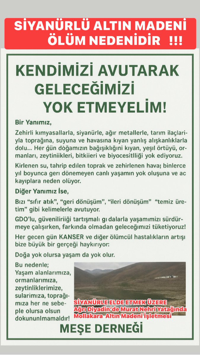 MADENCİLİK;

📌Suyu Bitirir,
📌Toprağı Zehirletir,
📌Havayı Kirletir, 

🔻 Altınsız Yaşam Olur, Topraksız, Susuz Yaşam Olmaz!

<a href="/csbgovtr/">T.C. Çevre, Şehircilik ve İklim Dğş. Bakanlığı</a> <a href="/musbarosu/">MUŞ BAROSU</a> <a href="/BelediyeMus/">MusBelediyeSpor</a> <a href="/Akparti/">AK Parti</a> <a href="/herkesicinCHP/">CHP 🇹🇷</a> <a href="/DEMGenelMerkezi/">DEM Parti</a> <a href="/MHP_Gundemi/">MHP GÜNDEMİ</a> <a href="/HergunYeniBilg/">Her gün 1 Yeni Bilgi</a> <a href="/rprefahpartisi/">Yeniden Refah Partisi</a> <a href="/MeseDernegi/">MEŞE DERNEĞİ</a> <a href="/ziraatodalari/">TZOB</a>