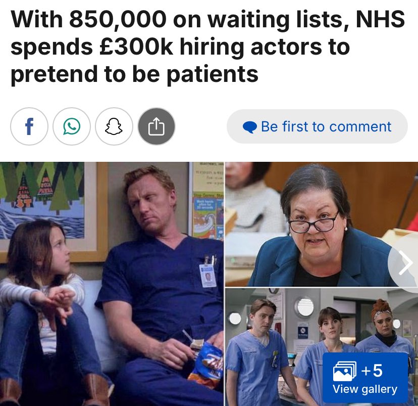 The NHS only survives because of mass propaganda. They have to pay for actors to facilitate the mass delusion that it works and is a world class model that just needs a little more money.
