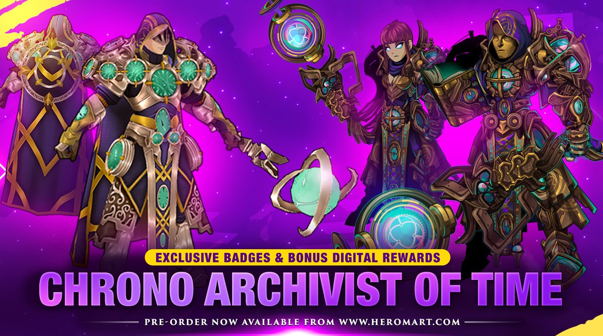 HeroMart's tweet image. HeroMart.com🎁GIVEAWAY!⏳Always wanted to be an Archivist of Time, but all out of coin 🪙? Help spread the word for a chance to unlock ⏳2026 Chronomancer gear set⏳free digital rewards!

2026 Calendar Class: Archivist of Time Preview!
aq.com/gamedesignnote…

To…