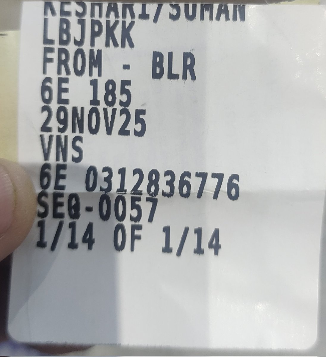 paritosh_2017's tweet photo. @IndiGo6E Adding the baggage tag given to me.. i need an immediate investigation and resolution @IndiGo6E #Indigoairlines #lostbaggage https://t.co/EvNY3sBARa