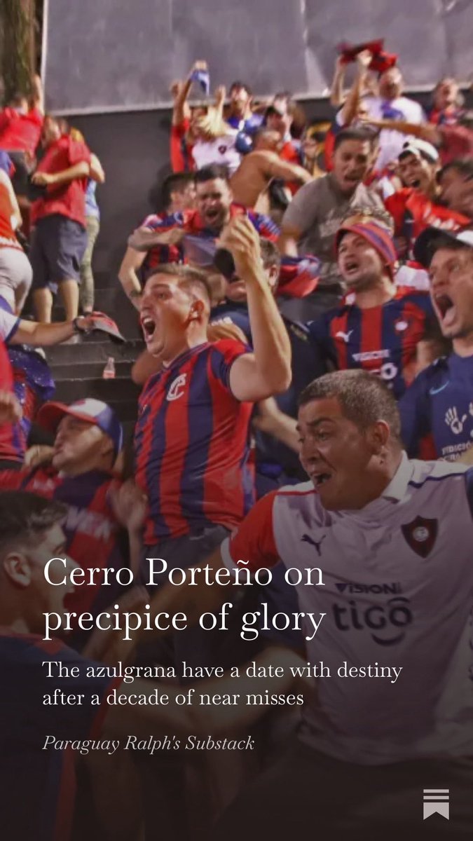 Cerro Porteño could win their 35th league title tomorrow, but with six runners up medals from the last seven tournaments there is an air of anxiety around Barrio Obrero…

open.substack.com/pub/paraguayra…