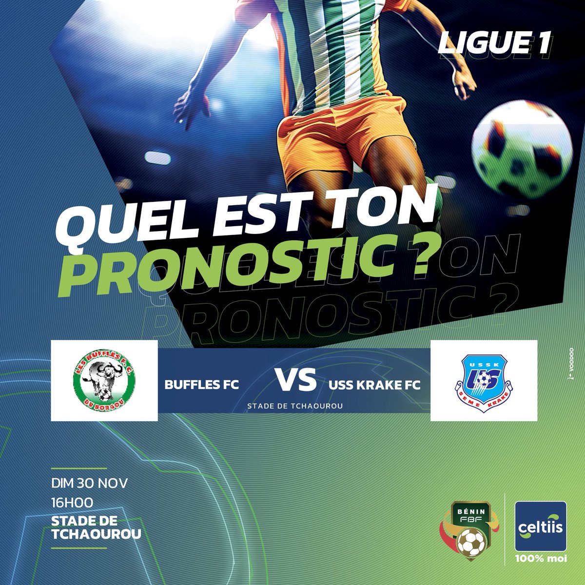 Buffle FC vs USS Kraké FC… qui va gagner ce match ? ⚽️

Balancez vos pronostics en commentaire, qu’on voie qui sont  les vrais supporters ! 💪

#CeltiisLiguePro #1erOperateurGlobal  #Celtiis100PourCentMoi  #Matchday