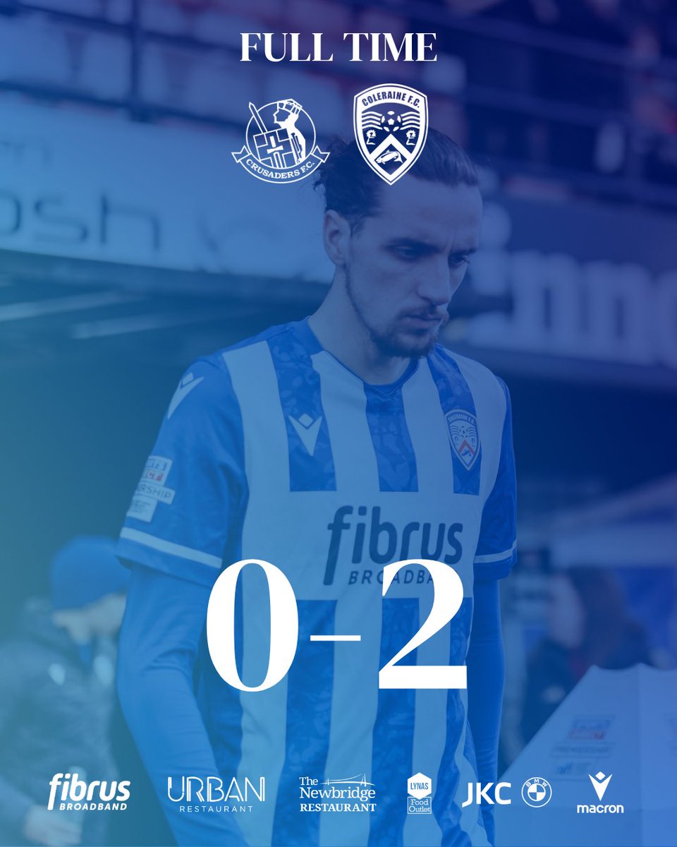 ColeraineFC's tweet photo. FULL-TIME: Crusaders 0-2 Coleraine

A deserved victory on the road as Glackin and McGonigle find the back of the net.

#SportsDirectPrem #COTB https://t.co/xnw9MvYfby