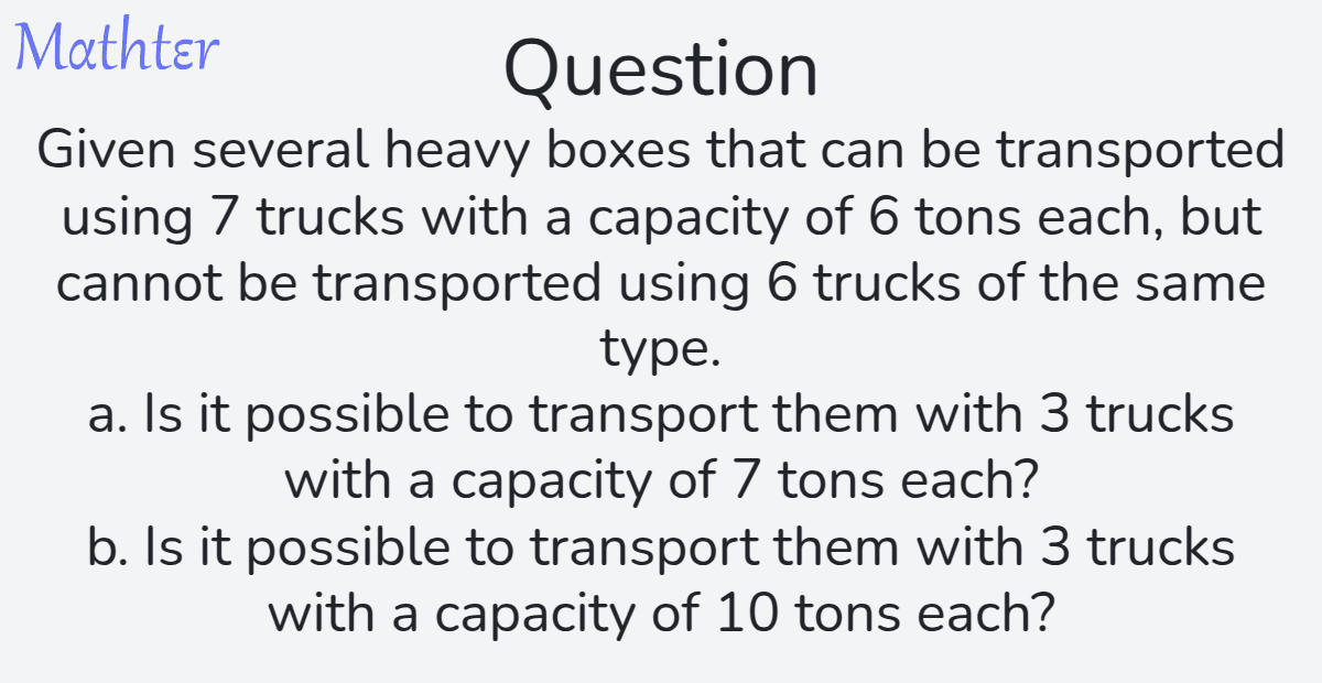 MathterRiddler's tweet image. Puzzle from the Mathter website: mathter.islands.co.il/en/questions/5… 
#Puzzle #WordProblems #ReasoningLogic #MinimumandMaximumProblemsOptimizationProblems