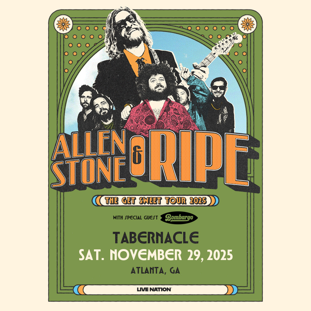 🎶 TONIGHT (11/29) 🎶 Catch Allen Stone and Ripe - The Get Sweet Tour with Bombargo at #TabernacleATL!

🕖Doors: 6PM / Show: 7PM
⭐️ Tix, Upgrades, Venue Info &amp; more: livemu.sc/4e3qXgf