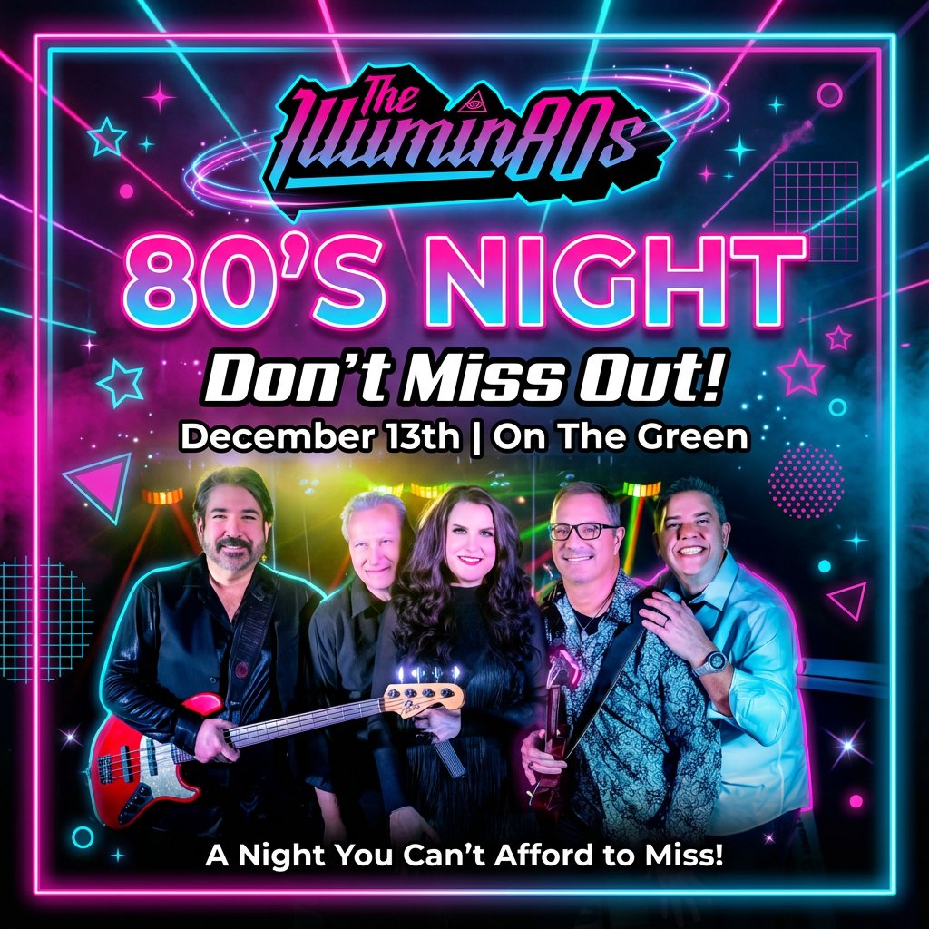 Illumin80s's tweet photo. Don't miss The Illumin80s at On The Green, December 13th! https://t.co/g8KZqlBvoA