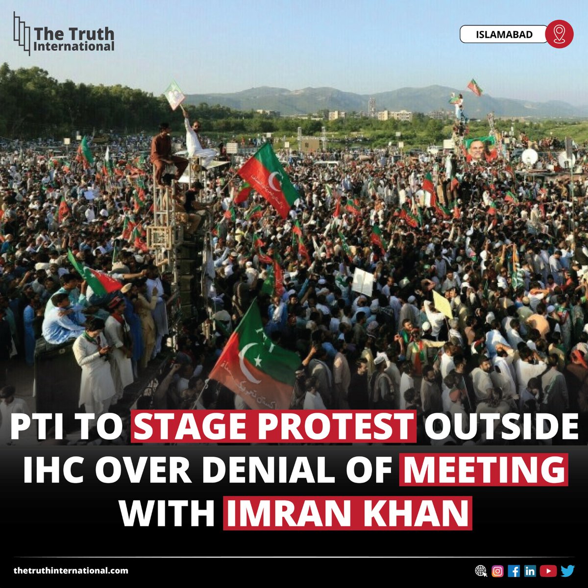 ttimagazine's tweet image. PTI to Stage Protest Outside IHC Over Denial of Meeting With Imran Khan

FOR MORE INFO: thetruthinternational.com/pti-to-stage-p…

#PTI #Stage #Protest #Outside #IHC #Denial #Meeting #ImranKhan #Islamabad #TTI