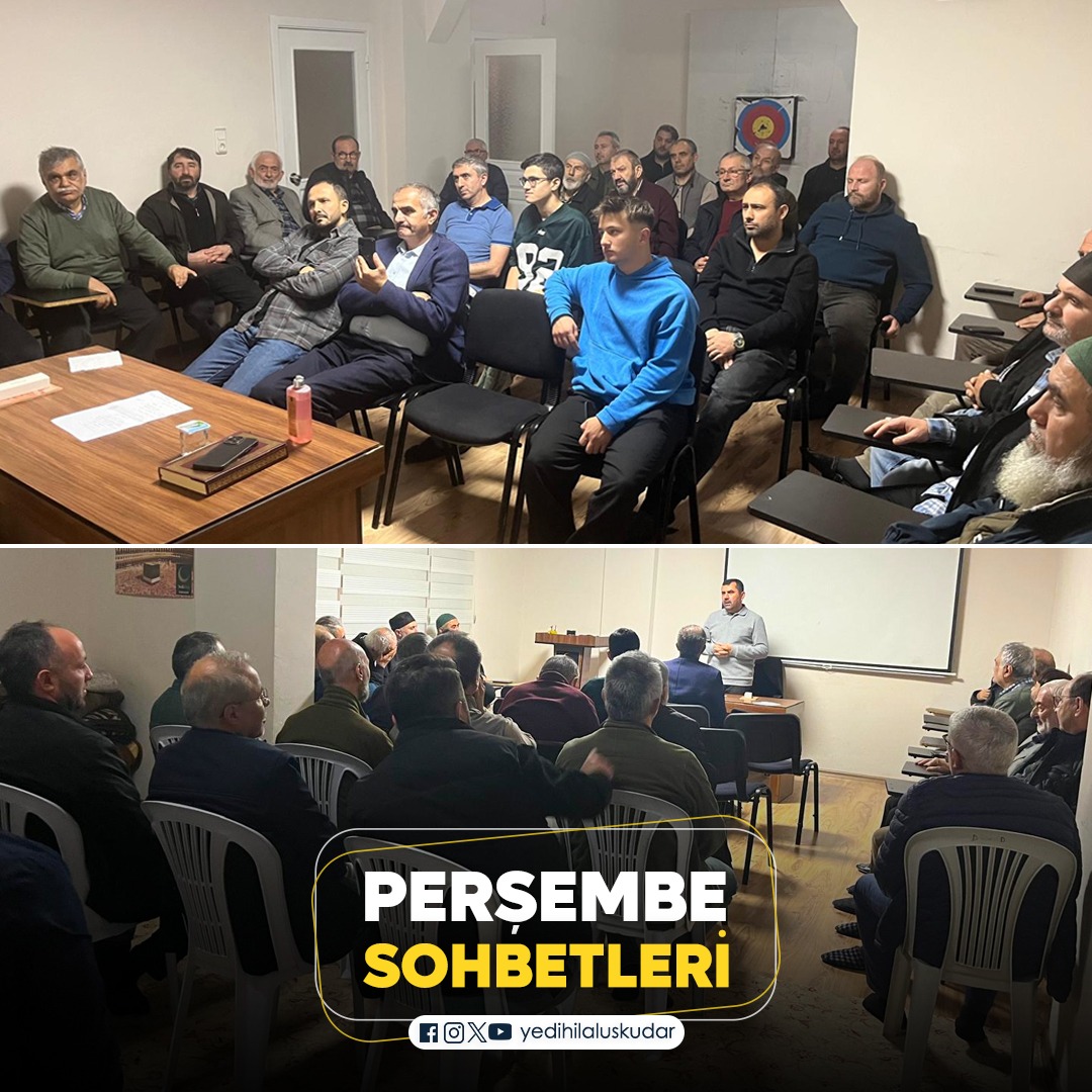 YediHilal Üsküdar olarak Perşembe Sohbetlerinde bu hafta Kazım Türkmen hocamızla güzel bir sohbet yaptık. 
Teşrifleri ve sohbetleri için
Hocamıza ve tüm katılımcılarımıza teşekkür ederiz.

#YediHilalÜsküdar
#PerşembeSohbetleri