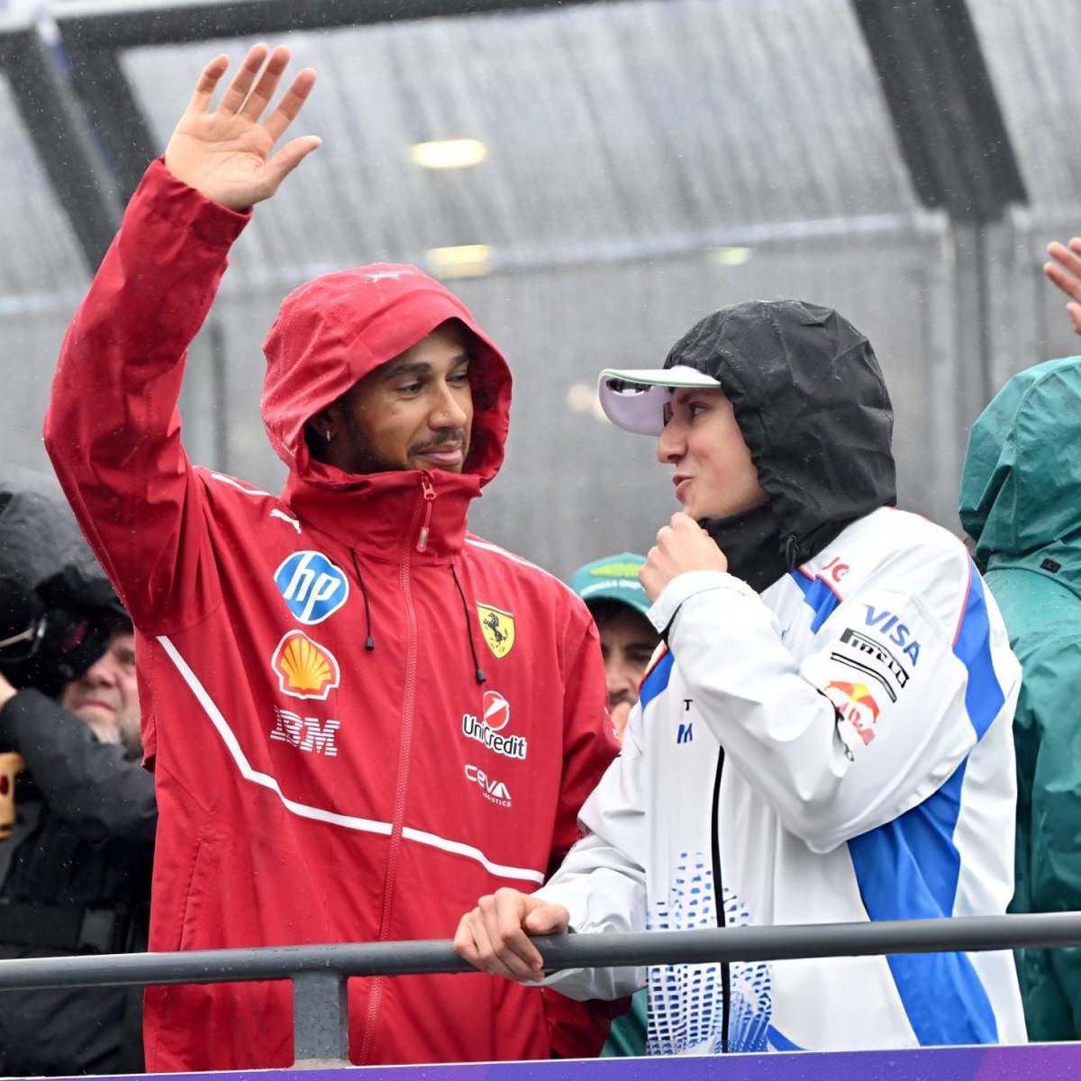 Lewis Hamilton and Isack Hadjar