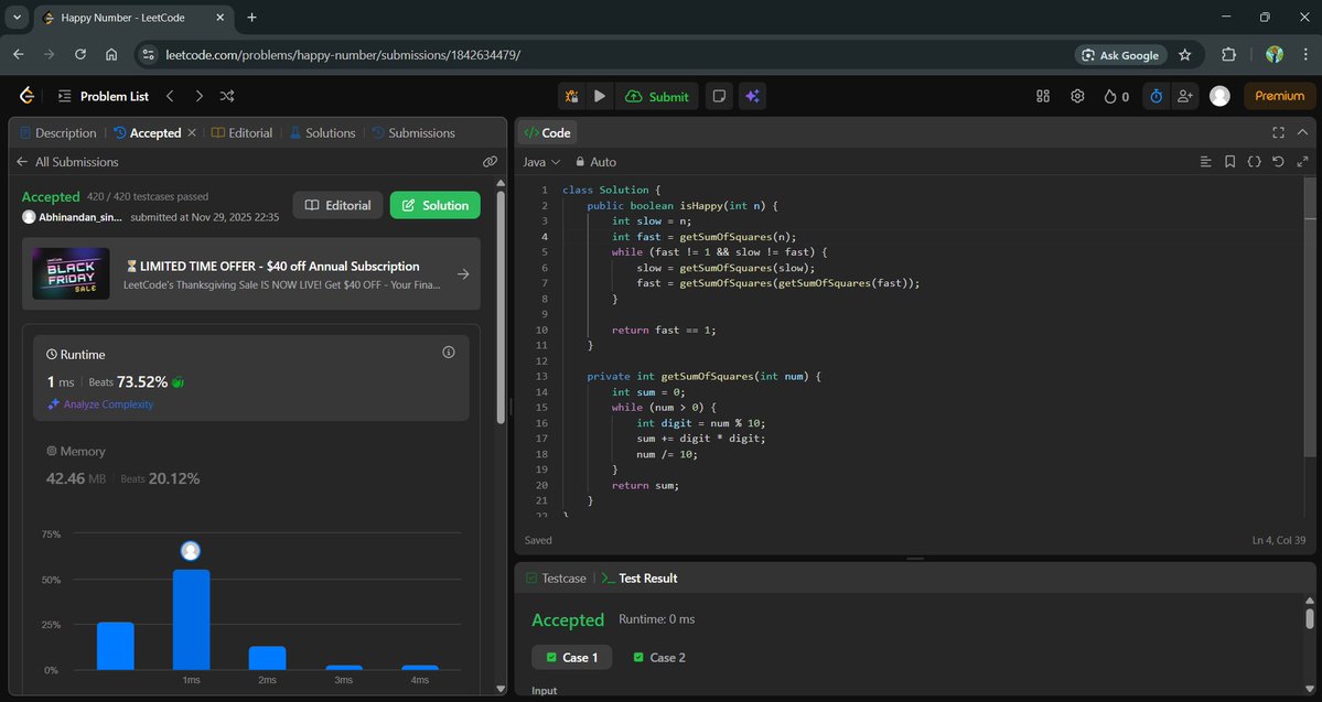 Abhinandan34988's tweet image. &quot;Turning numbers into smiles — because even math can be happy ✨ #HappyNumber #CodeLife&quot;