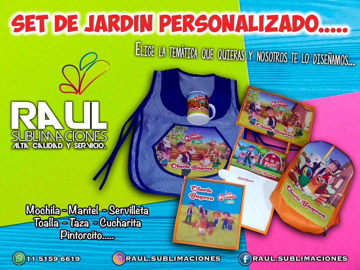 sublimacionesR's tweet photo. SET DE JARDÍN TODO PERSONALIZADO!!!
👇  INCLUYE:
✔️ MOCHILA
 ✔️TAZA PLÁSTICA
✔️ CUCHARITA
✔️ MANTEL INDIVIDUAL
✔️ SERVILLETA
✔️ TOALLA COLGANTE
 ✔️PINTORCITO
 👇OPCIONAL
 ✔️LUNCHERA CON VINILO
 ✔️CANTIMPLORA
✔️ BOTELLA C/ VERTEDOR
📲WHATSAPP 011-5159-6619
#SUBLIMATE ⚪️🔴⚪️ https://t.co/3bVm2KsBgq