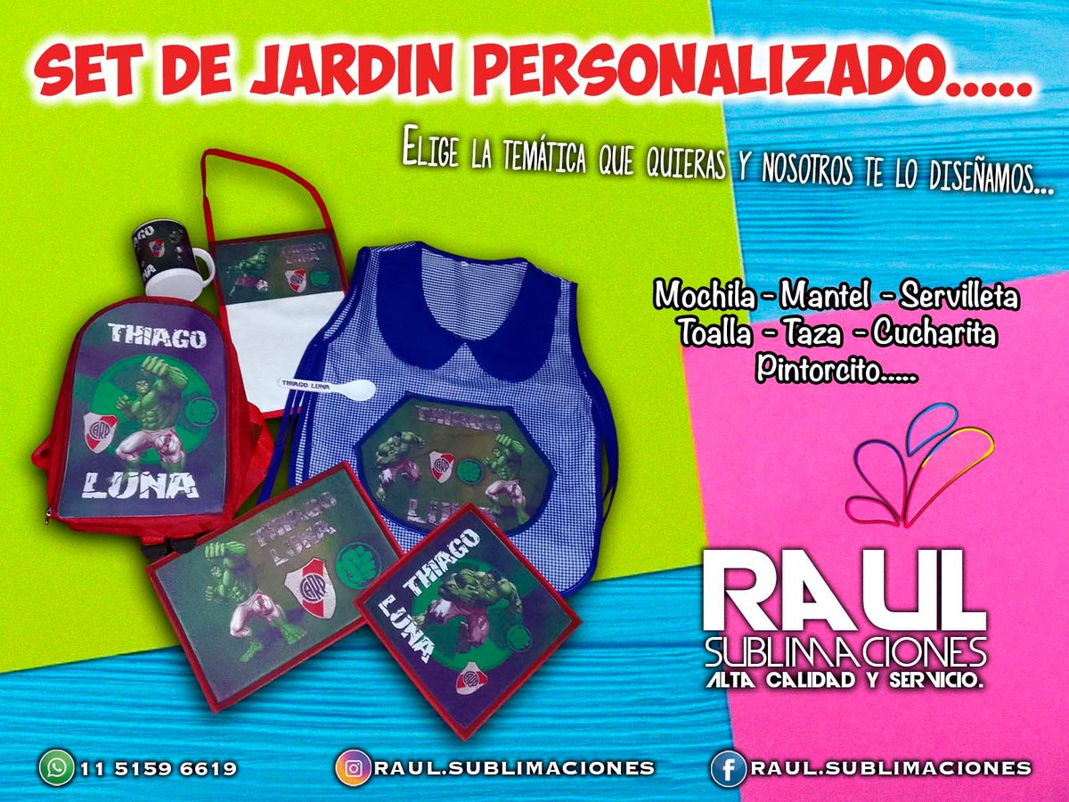 sublimacionesR's tweet photo. SET DE JARDÍN TODO PERSONALIZADO!!!
👇  INCLUYE:
✔️ MOCHILA
 ✔️TAZA PLÁSTICA
✔️ CUCHARITA
✔️ MANTEL INDIVIDUAL
✔️ SERVILLETA
✔️ TOALLA COLGANTE
 ✔️PINTORCITO
 👇OPCIONAL
 ✔️LUNCHERA CON VINILO
 ✔️CANTIMPLORA
✔️ BOTELLA C/ VERTEDOR
📲WHATSAPP 011-5159-6619
#SUBLIMATE ⚪️🔴⚪️ https://t.co/3bVm2KsBgq