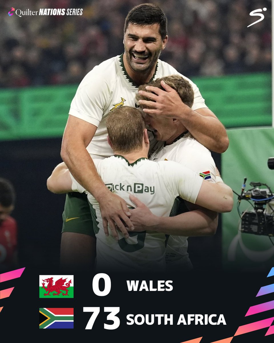 ✅✅✅✅✅

The Springboks put on a masterclass in Cardiff to make it a clean sweep up North 🇿🇦🧹

#SSRugby | #QuilterNS