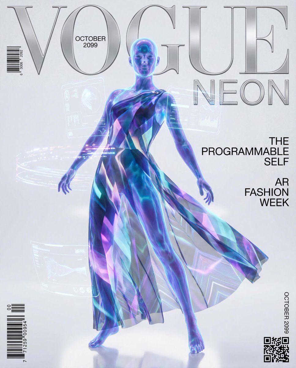 Design a high-fashion magazine cover from the year 2099 titl... - Example 2