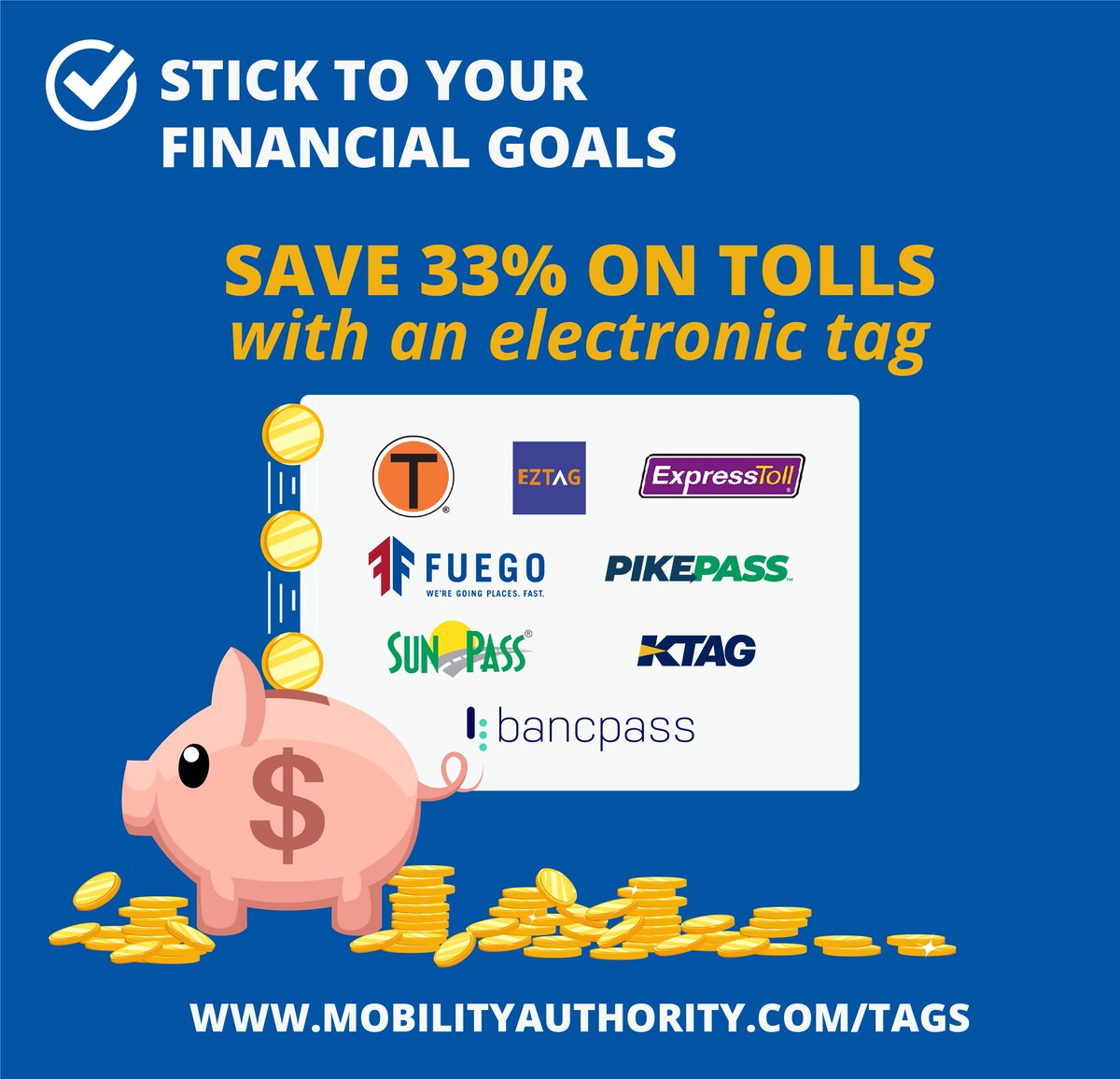 Looking for savings after Black Friday? Start with your toll bill. Save 33% on tolls by switching to an electronic tag. mobilityauthority.com/tags