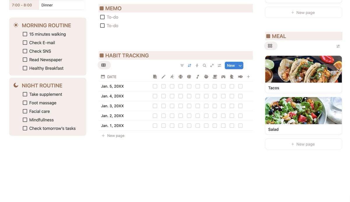 LexLab_LegaL's tweet image. 「機能が多すぎて使いこなせない…」というNotion初心者の方へ！
✅ 習慣化を強力サポート: Morning/Nightルーティンと習慣トラッキングを最優先で配置
✅ 設定不要の即戦力: 複雑なデータベース連携なし。複製した瞬間から使えます
👉notion.com/templates/simp…
#Notion
