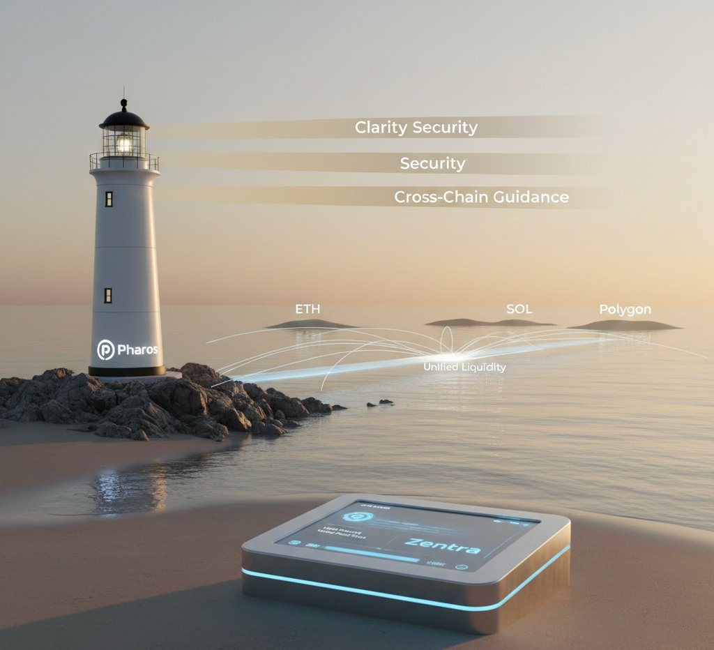 Azhar0224's tweet image. @pharos_network × @zentrafi

A calm, minimalist look at cross-chain efficiency — Pharos providing clarity and secure guidance, while Zentra delivers precise AMM routing and unified liquidity across ETH, BSC, SOL, and Polygon in a clean, seamless flow.

#PharosPathfinders #Week3