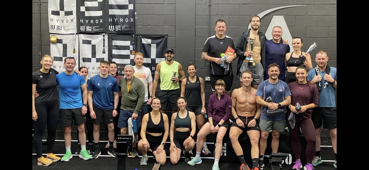 Champions today’s at our in-house hyrox session this morning with my doubles partner Tom 💪🏼. Loving the training and the people in our group. Freebies for the winners as well 😛