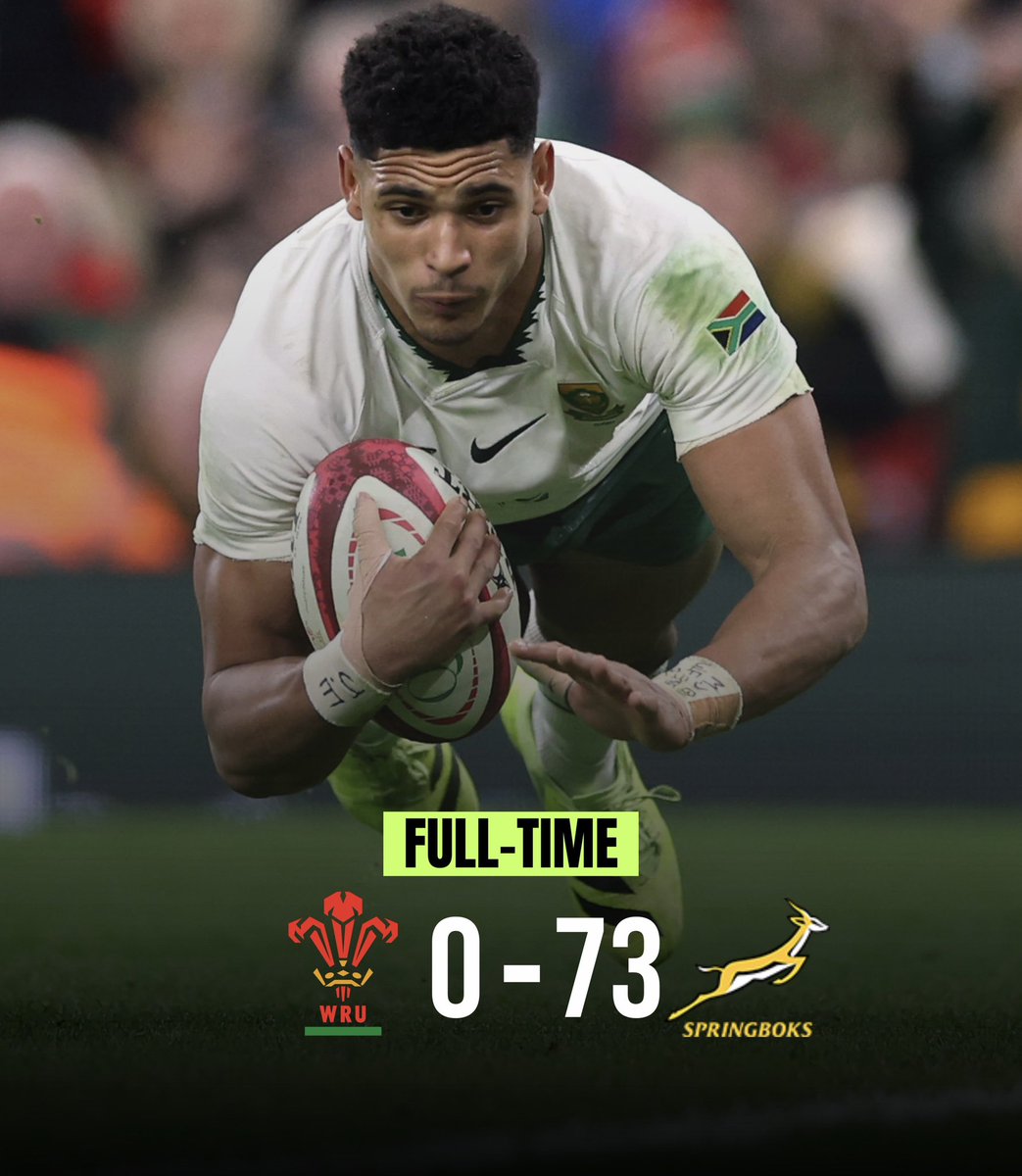 ChaseCarneson's tweet image. What an end to a flawless Autumn tour. The mighty @Springboks are everything you think they are, and more. Grand slam white wash, and the best team in the world by an incredible margin. #WALvsRSA 💚💛🇿🇦
