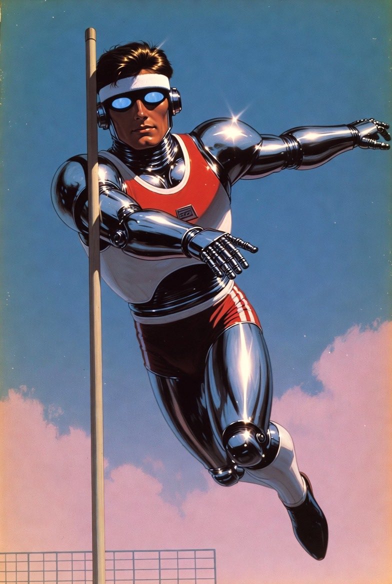 AmyMarysFairies's tweet image. Robo pole vault anyone? #GrokImagine #AIart #Grok