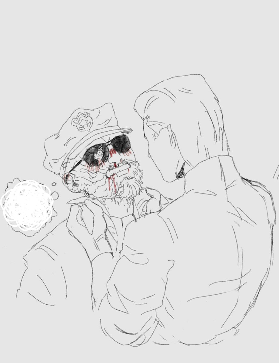 StaticLeaf's tweet image. Forcing my two old men to interact 
it upsets me how similar they actually are lmao

#AlbertWesker #LelandCoyle #ResidentEvil #outlasttrials