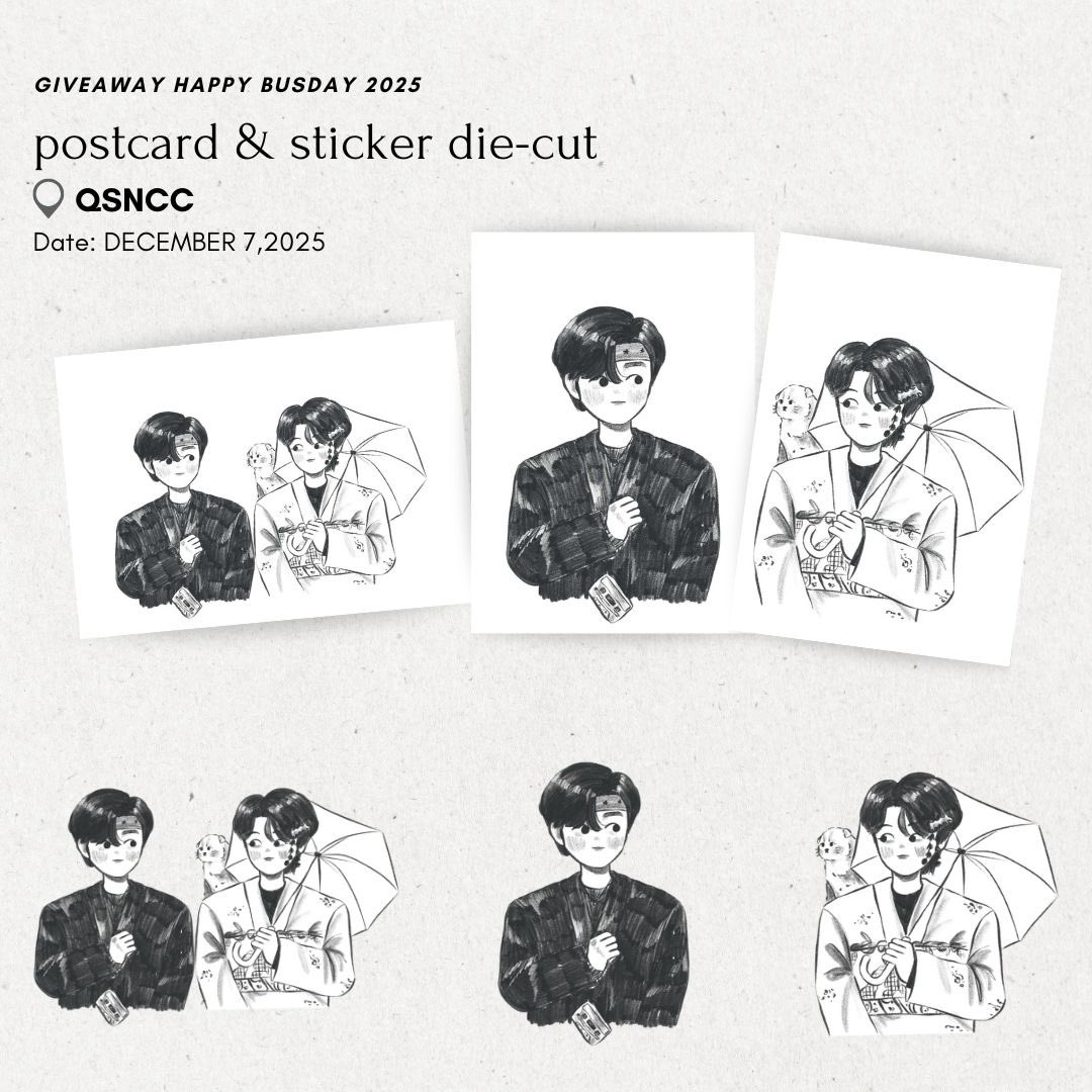 𝙂𝙞𝙫𝙚𝙖𝙬𝙖𝙮 𝙛𝙤𝙧 #HappyBUSDAY2025 

✧･ﾟpls kind rt

💚 Postcard
🩷 Sticker die-cut 

( ᴋʜᴜɴᴘᴏʟ &amp; ʜᴇᴀʀᴛᴄʜᴜ )
#KHUNPOL #HEARTchuthiwat 

📍  𝖰𝖲𝖭𝖢𝖢
 🗓️ DECEMBER 7, 2025

 —— rt &amp; show this tweet
#BUSbecauseofyouishine