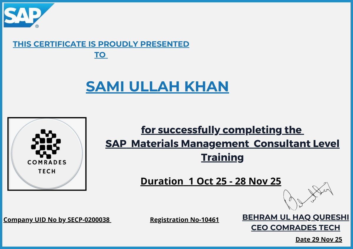ComradesTechSAP's tweet image. #sap #sapcommunity #saptraining #saps4hana