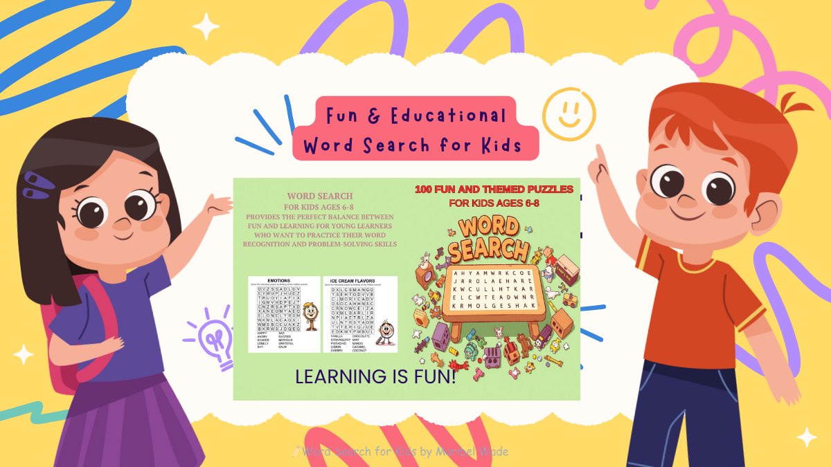 Maribel31Wade's tweet image. 🌟 Fun &amp;amp; Educational Word Search for Kids!
Boost vocabulary, spelling &amp;amp; focus while having a blast! ✏️📚 Perfect for ages 6–10.  👉✨ mybook.to/WordSearchForK…

 #KidsActivities #WordSearch #LearningFun #KidsBooks