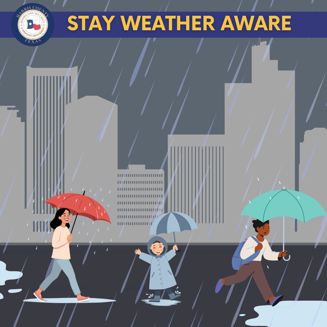 ReadyHarris's tweet image. Harris County | Severe weather is expected late this afternoon through the late evening. Please stay alert, stay prepared, and use caution on the roads. 🌧️🌩️ Continue monitoring local updates from trusted sources like @NWSHouston #HouWX #WeatherAware