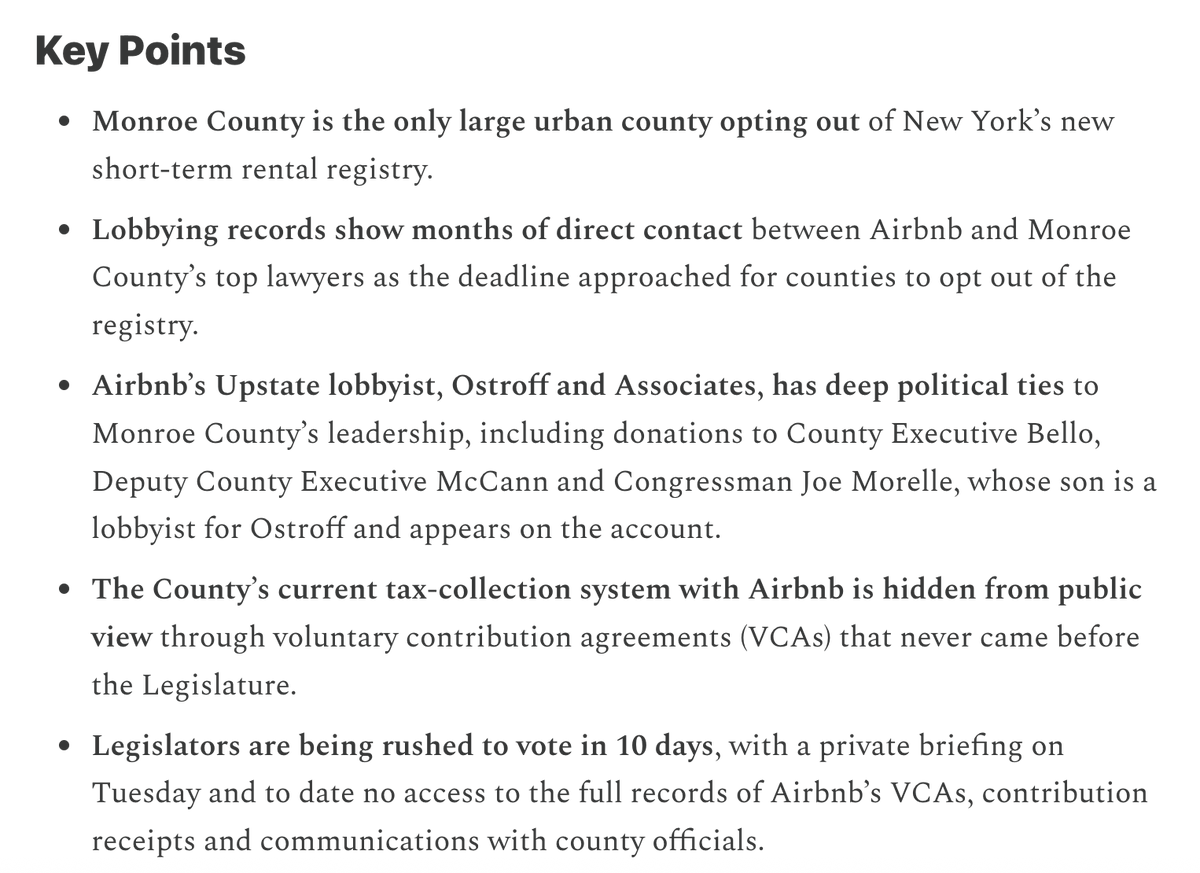 It's not unusual for big corporations to lobby governments. What's unusual is the lobbying firm's ties to local power and the outcome. No other large urban county in Upstate NY chose to opt out. 
rachbarnhart.substack.com/p/inside-recor…