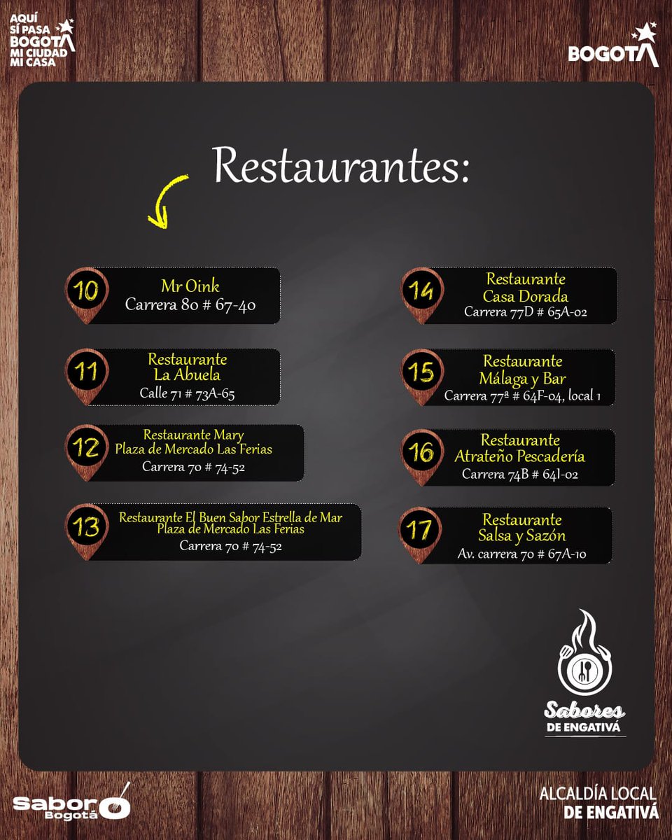 Engativalcaldia's tweet photo. Hoy 17 restaurantes de nuestra localidad te esperan con un menú muy especial. ¡Te esperamos en el #CorrientazoEngativeño! https://t.co/aYpIyqZyeg