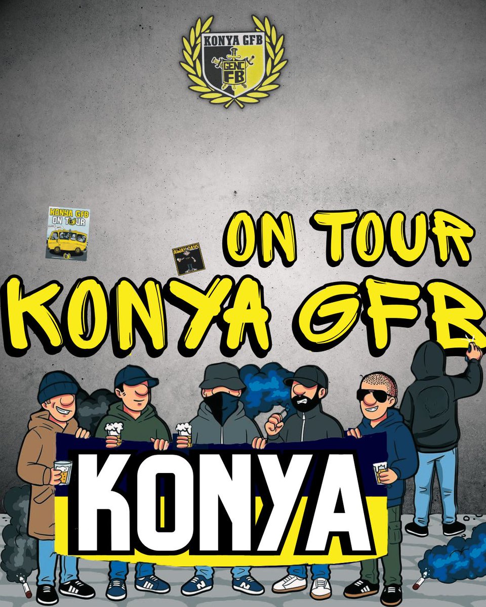 YOLLARINDAYIZ! 

Fenerbahçemizi g*latasaray karşısında yalnız bırakmıyoruz. 

#KonyaGFB