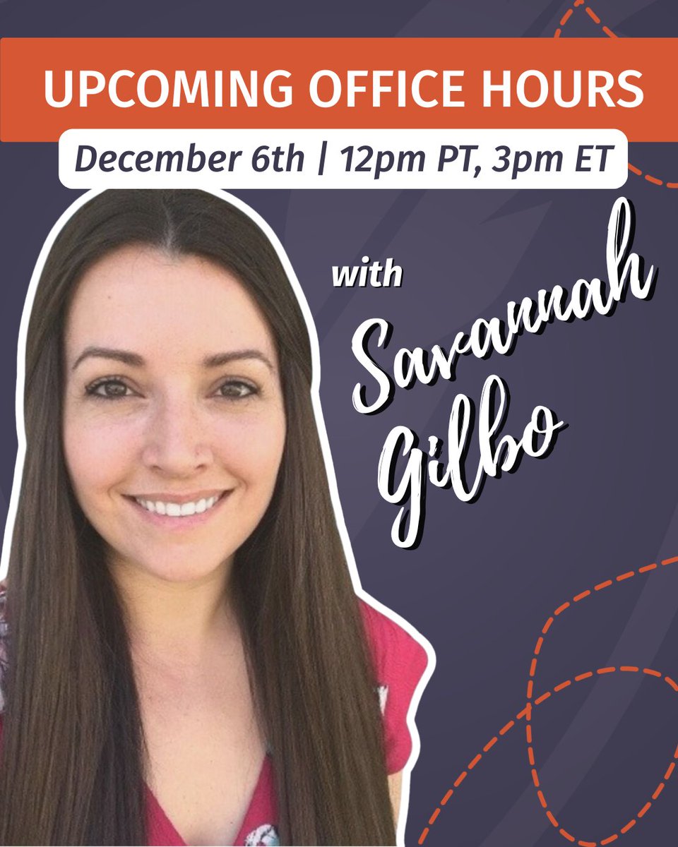 Bring all your writing-related questions to this special live Office Hours with developmental editor and book coach Savannah Gilbo! It's in one week, so mark your calendars!

📆 December 6th | 12pm PT, 3pm ET

#WritingCommunity #WritingMastery #AmWriting #Author #SavannahGilbo