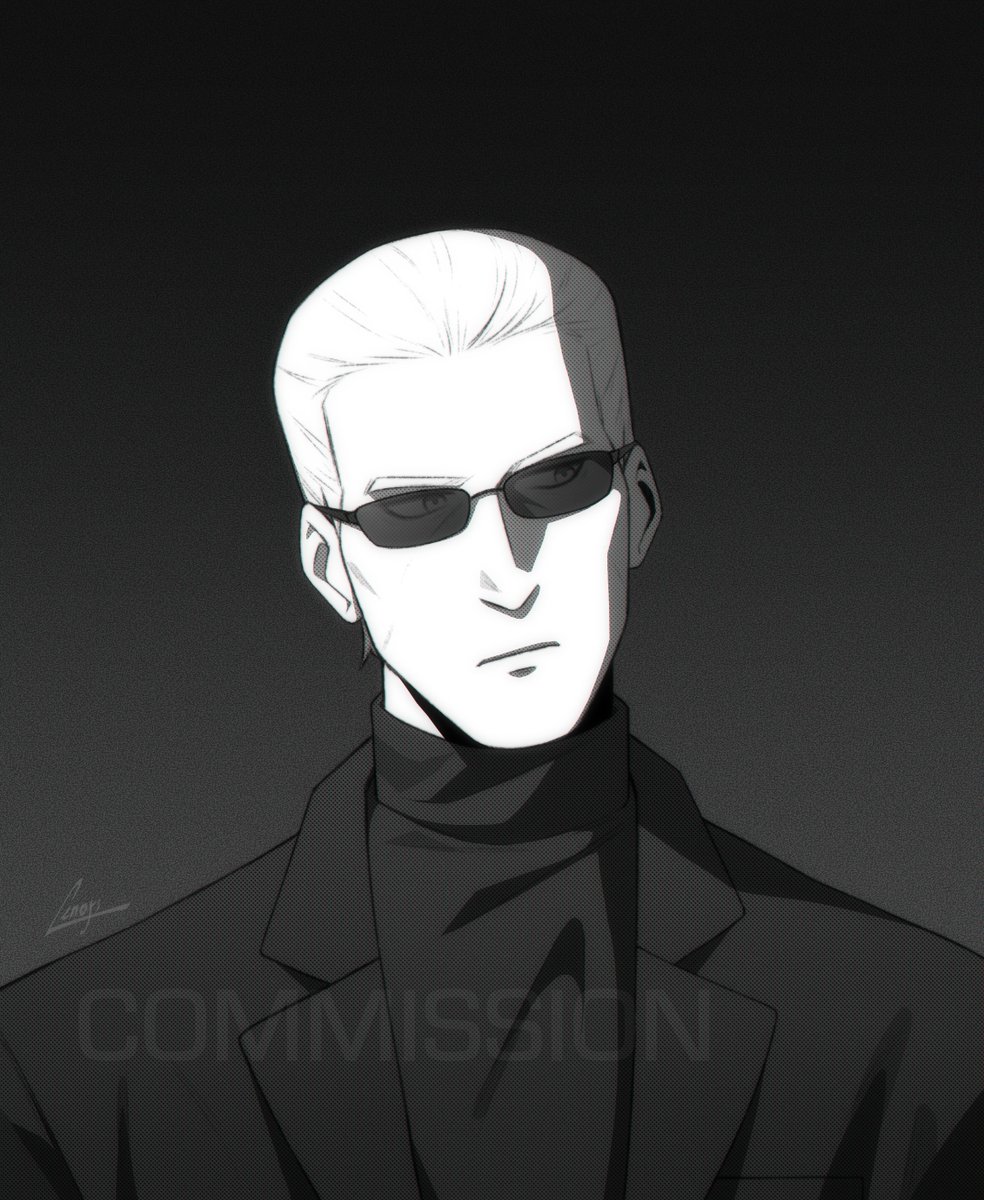 cadence_rx33's tweet image. Monochrome commission in manga style 🕶

#REBHFun #AlbertWesker