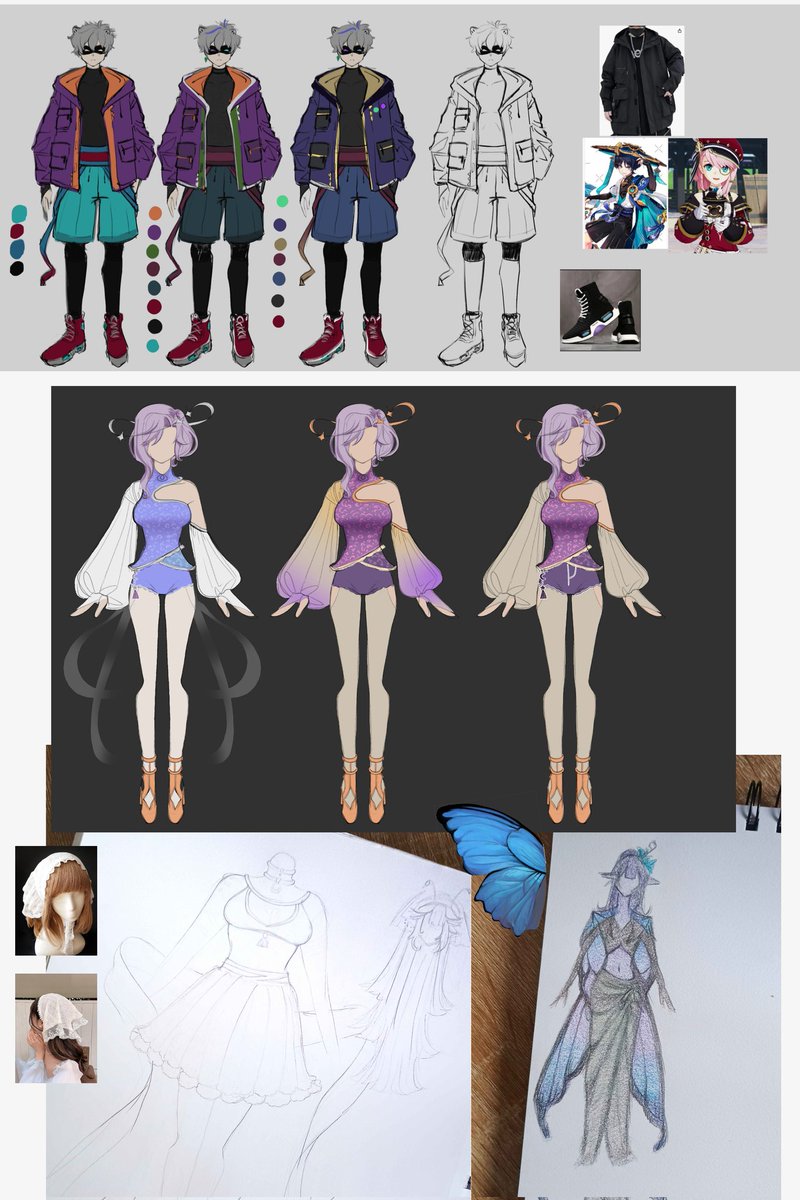 ✨Diseños que he dibujado y los procesos ✨ Collages 🥀

Comenzando por las ideas, bocetos, búsqueda de colores y varias pruebas. Hasta quedar con el resultado que más llama mi atención ✨