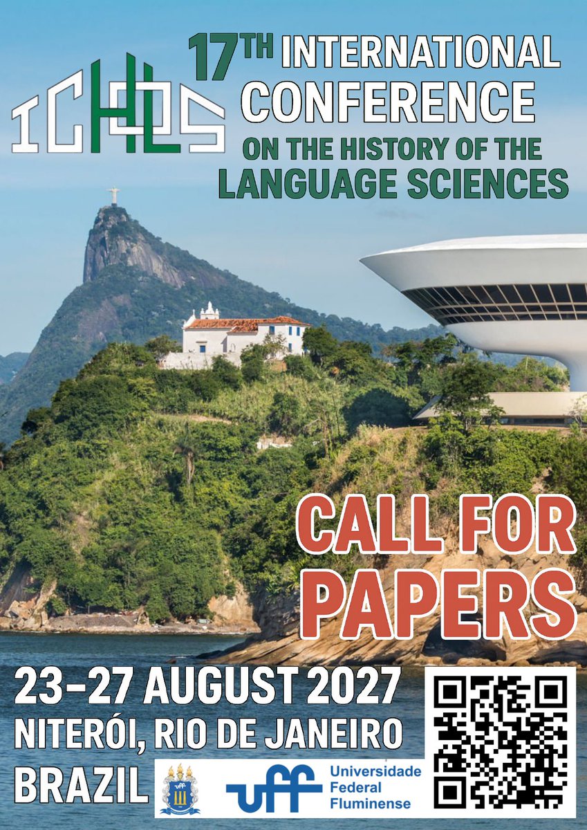 MJGarciaFolgado's tweet image. 17th International Conference on the History of the Language Sciences (ICHoLS XVII) 23-27 August 2027, Niterói, Rio de Janeiro, Brazil. 
Call for papers and information: ichols.org/ichols-17/
#histlx