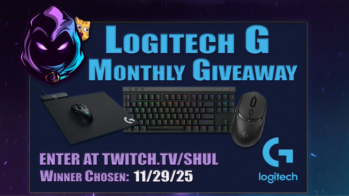 ShulGG's tweet image. It&apos;s that time again - our November @LogitechG drawing happens tonight. Don&apos;t miss your chance to improve your set up with great upgrades each month!

Enter for FREE using channel points earned by watching and supporting the stream at twitch.tv/Shul!

#LogitechGPartner