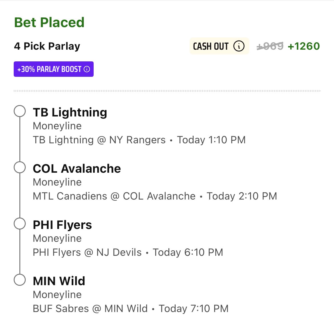 SmartPicksPro's tweet image. 🚀 +1260 NHL Moneyline Mega

Four teams that have won at least 4 of their L5! 🔥

❤️ Who’s tailing this one?