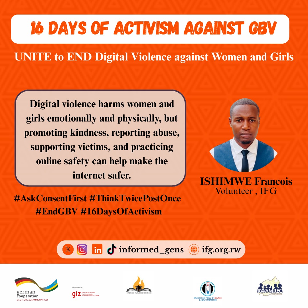 informed_gens's tweet photo. Technology can enable violence anytime at any platform. Let's join together to stop #GBV and sexual harassment against women and girls in our digital world.
#AskConsentFirst
#ThinkTwicePostOnce
#16DaysOfActivism
@harerimana_tito @FilsDeBoncoeur @JosephRyarasa @Annemwiza https://t.co/4XBT5WyTjE