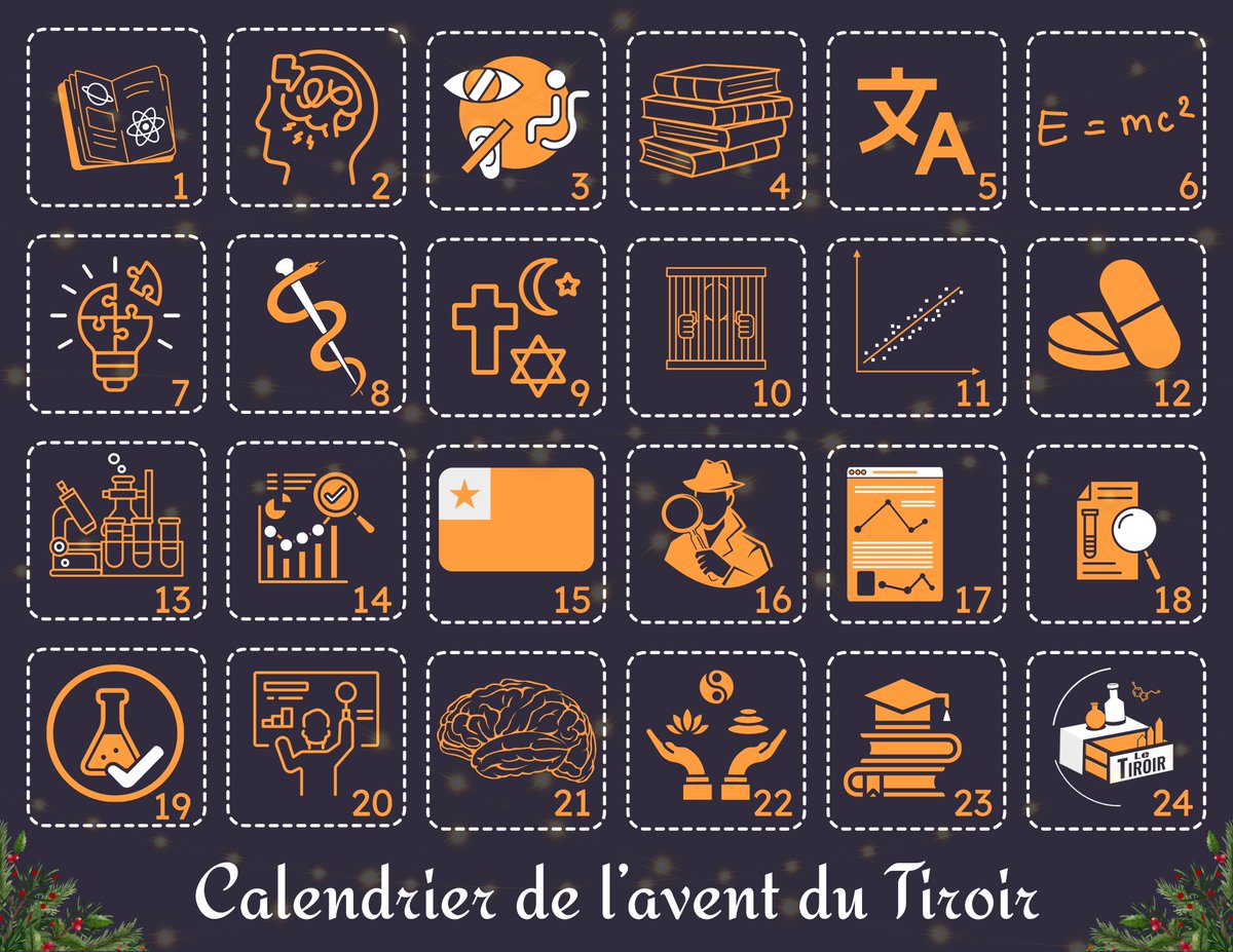 TheTiroir's tweet photo. L'hiver arrive, et avec lui... Noël ! 🎄
Pour patienter, quoi de mieux qu'un calendrier de l'Avent ? 🍫
Au Tiroir, nous vous en proposons une version scientifique, avec 24 vidéos originales ! 🧪
Saurez-vous deviner les sujets de chacune des vignettes ? https://t.co/55rPmOQcaL