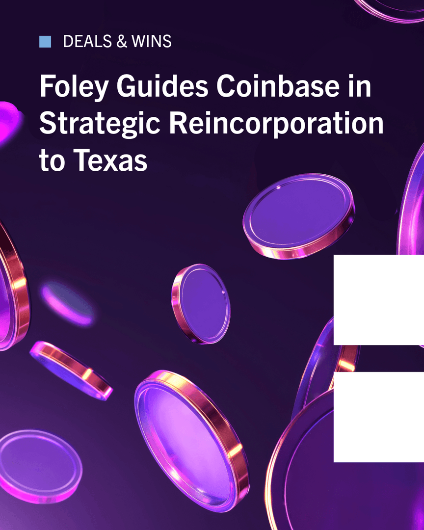 kfaget's tweet photo. Foley is serving as Texas counsel to Coinbase as it reincorporates from Delaware to Texas.

This strategic move follows major corporate-law reforms in Texas, including Senate Bill 29 and the new Texas Business Court system, providing enhanced governance flexibility and… https://t.co/548XDJ3EYO